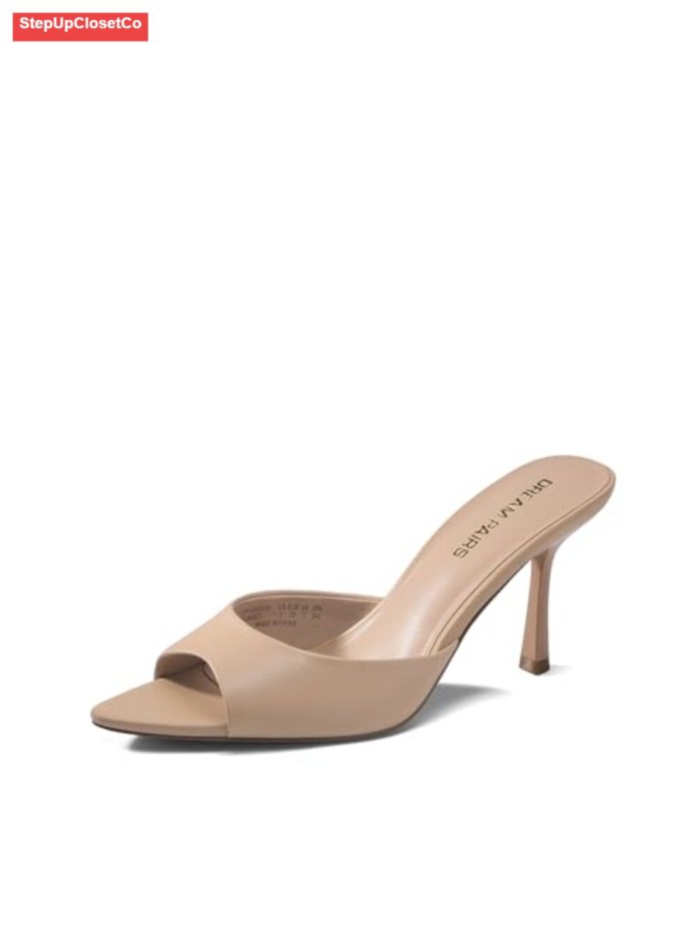 Kitten Heel Mules for Women - Faux Leather Slip On Pointed Toe Heels